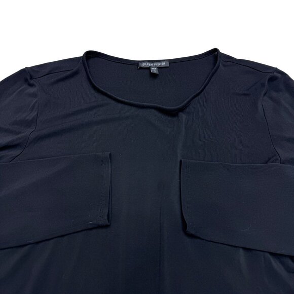 Eileen Fisher 100% Silk Women's Black Classic LS Top, Size M - Picture 3 of 7